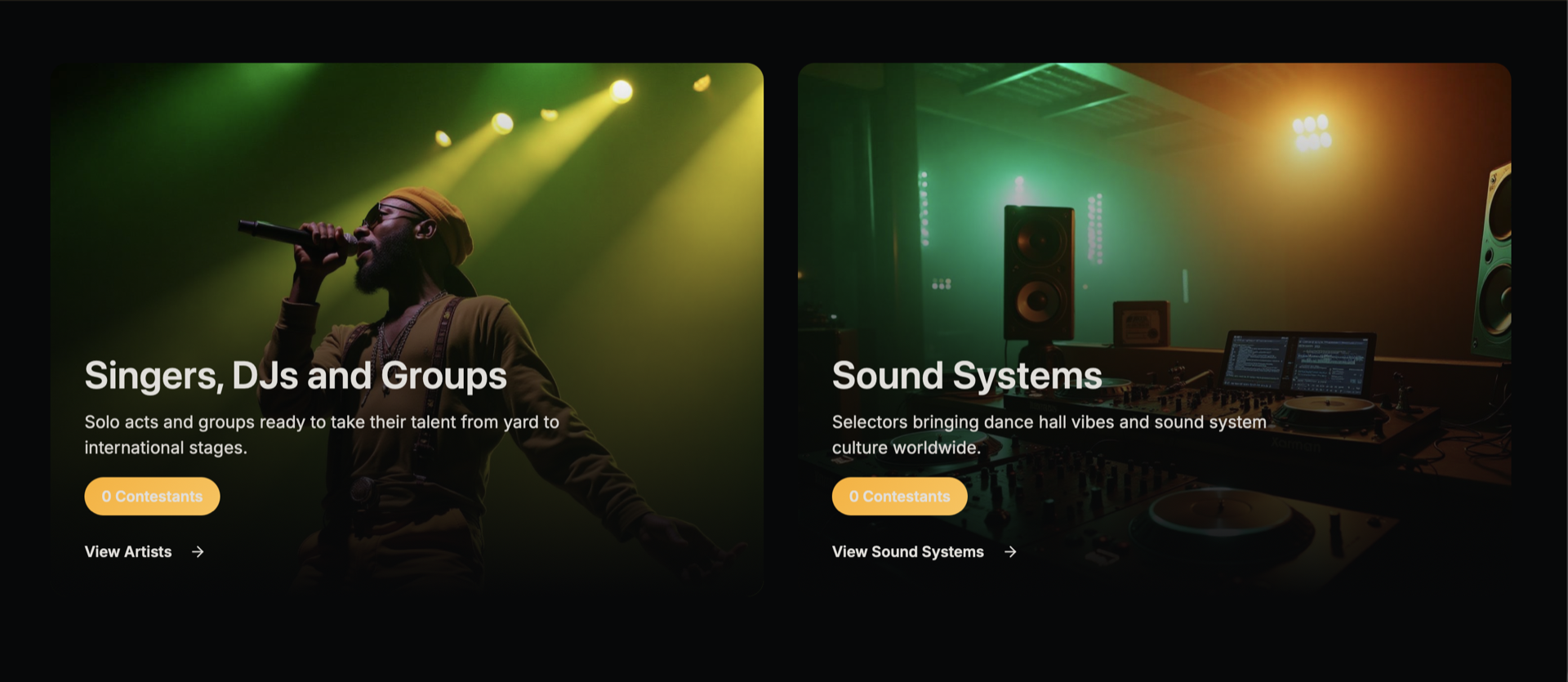 Browse contestants with parish and category filtering