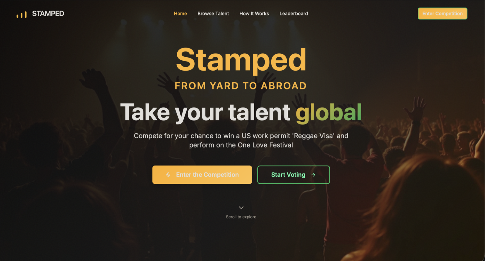 The showcase landing page voters arrive on